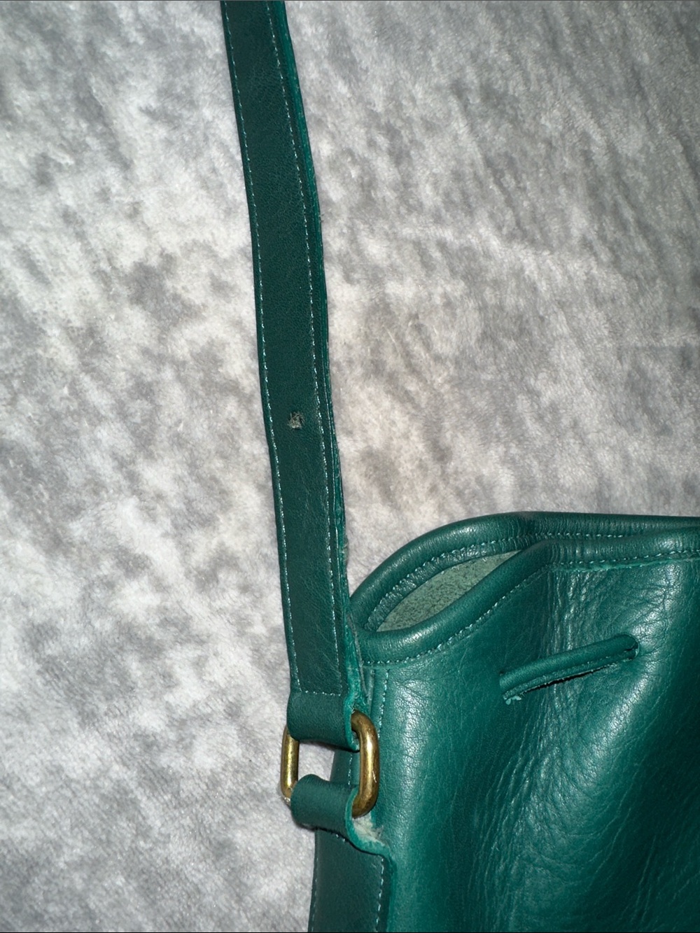 Coach Dark Green Pebble Leather Drawstring Crossbody - Picture 6 of 10